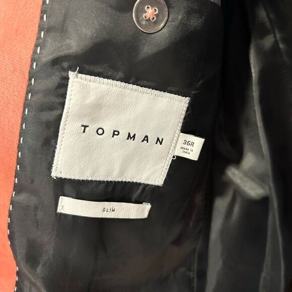 Topman slim double breasted six button velvet blazer in pink - Picture 11 of 11